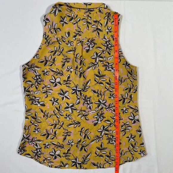 Banana Republic Yellow Floral Blouse Sleeveless Lightweight Size SP - Picture 11 of 14